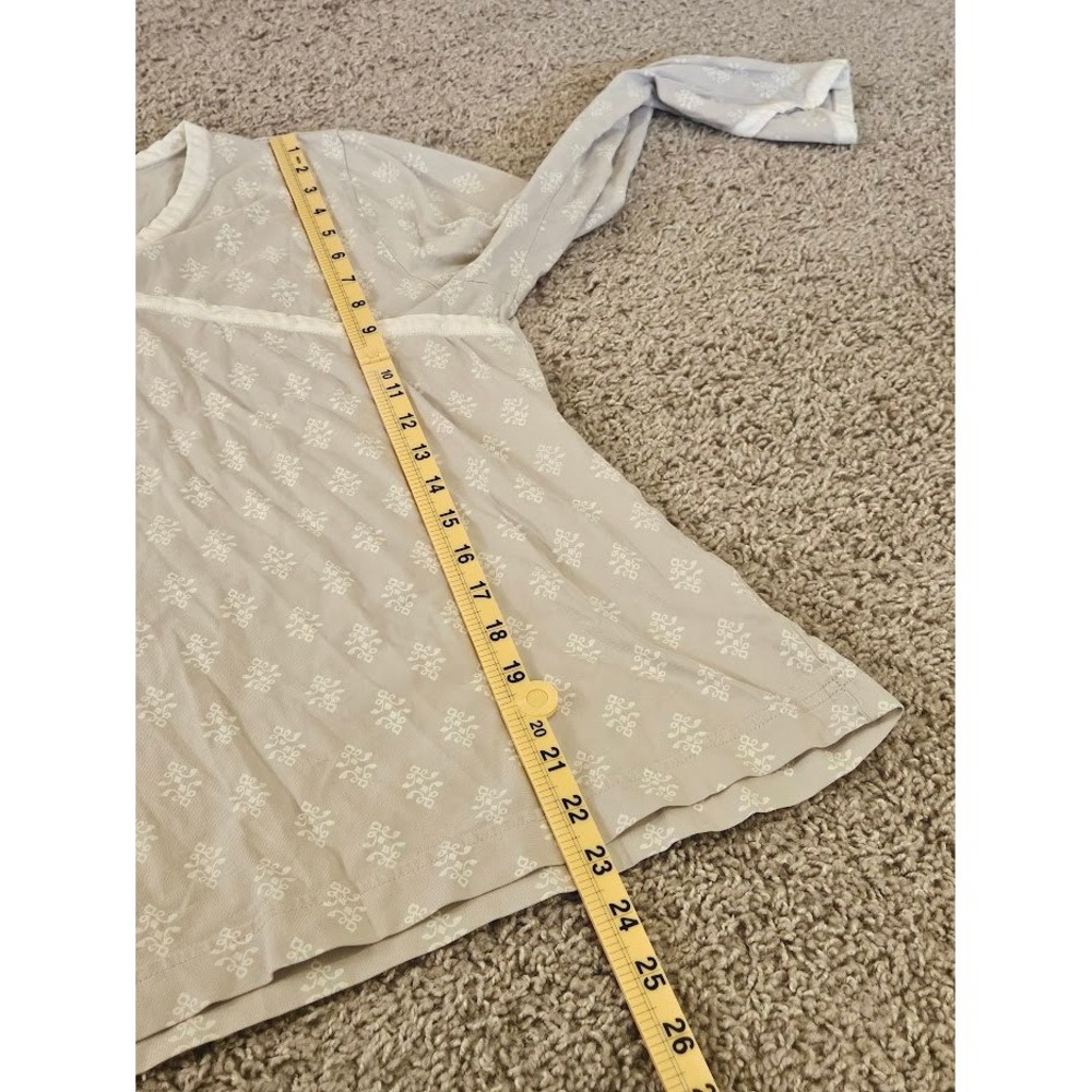 Garnet Hill Women's Pajama Top Size Large Pattern Asian Wrap Organic Cotton Gray - Picture 5 of 7